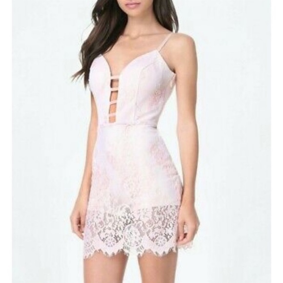 bebe romper dress pink lace 10 like new RARE